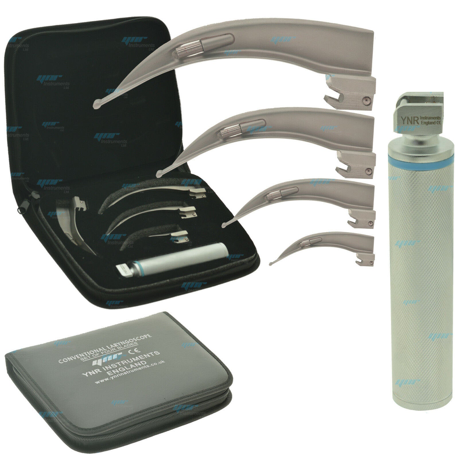 YNR Macintosh Conventional Laryngoscope Kit with Handle and Four Curved Blades – Professional Airway Instrument Set for Trained Clinical Use