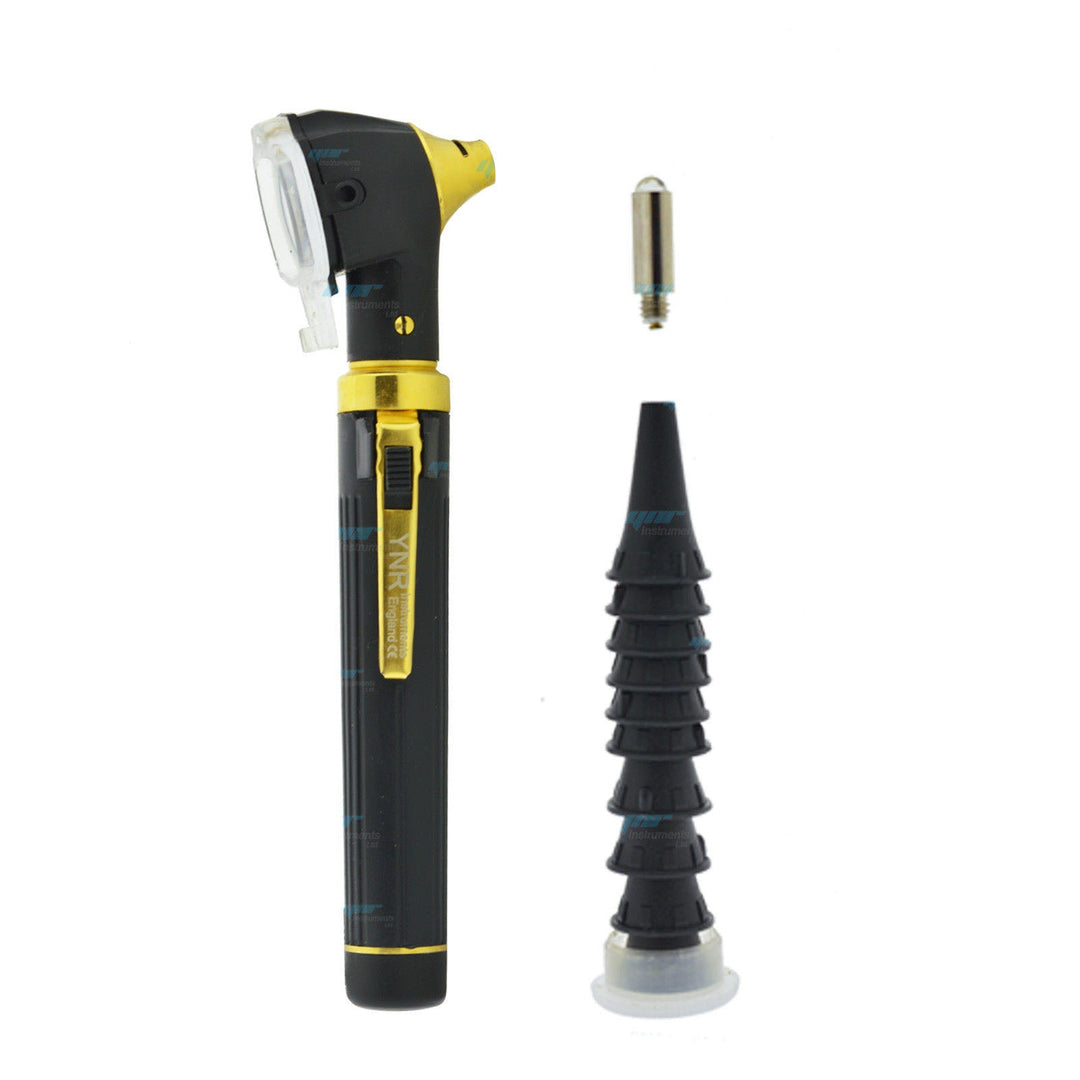 YNR Instruments Mini Fibre-Optic Otoscope Black and Gold