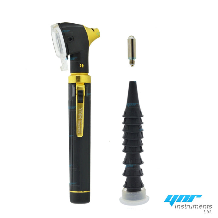 YNR Instruments Mini Fibre-Optic Otoscope Black and Gold