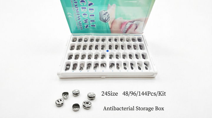 Dental Stainless Steel Permanent Molar Crown Kit – Adult (48/96/144 Pcs)