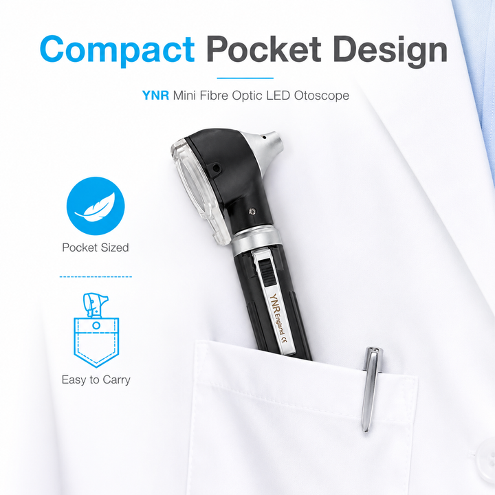 YNR Mini Fibre Optic Otoscope – CE Approved Medical Diagnostic Ear Examination Device – LED Pocket Otoscope for GP,…