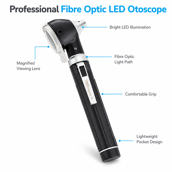 YNR Mini Fibre Optic Otoscope – CE Approved Medical Diagnostic Ear Examination Device – LED Pocket Otoscope for GP,…