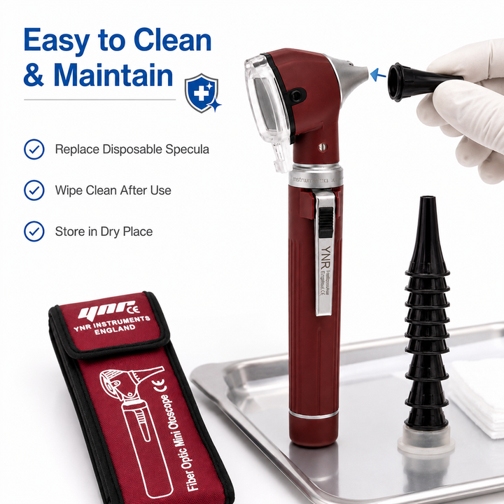 OPI Mini Fibre-Optic LED Pocket Otoscope – Professional ENT Instrument for Ear and External Auditory Canal Examination with Colour Options