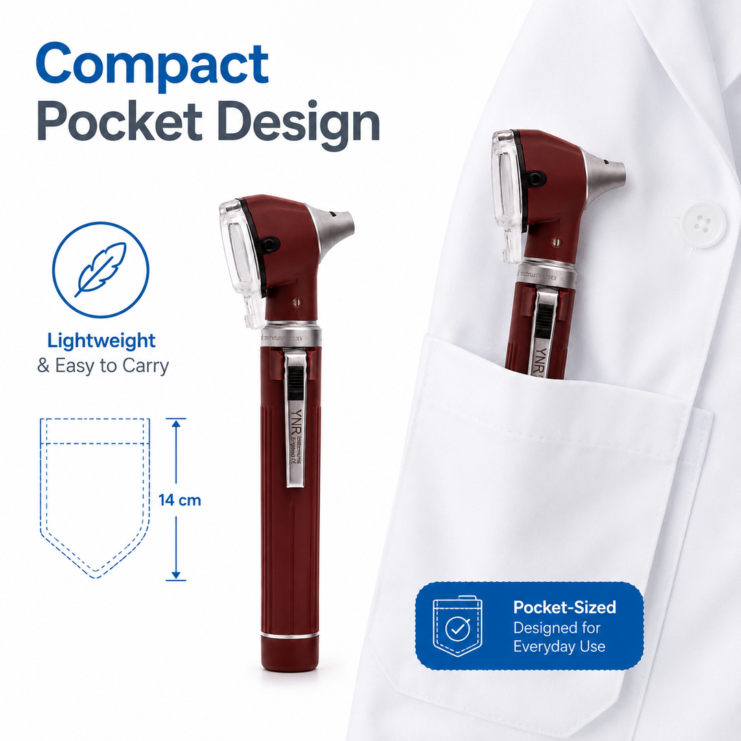 OPI Mini Fibre-Optic LED Pocket Otoscope – Professional ENT Instrument for Ear and External Auditory Canal Examination with Colour Options