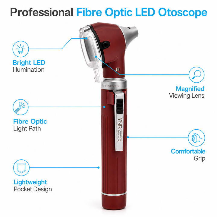 YNR Mini Fibre Optic Otoscope – CE Approved Medical Diagnostic Ear Examination Device – LED Pocket Otoscope for GP,…
