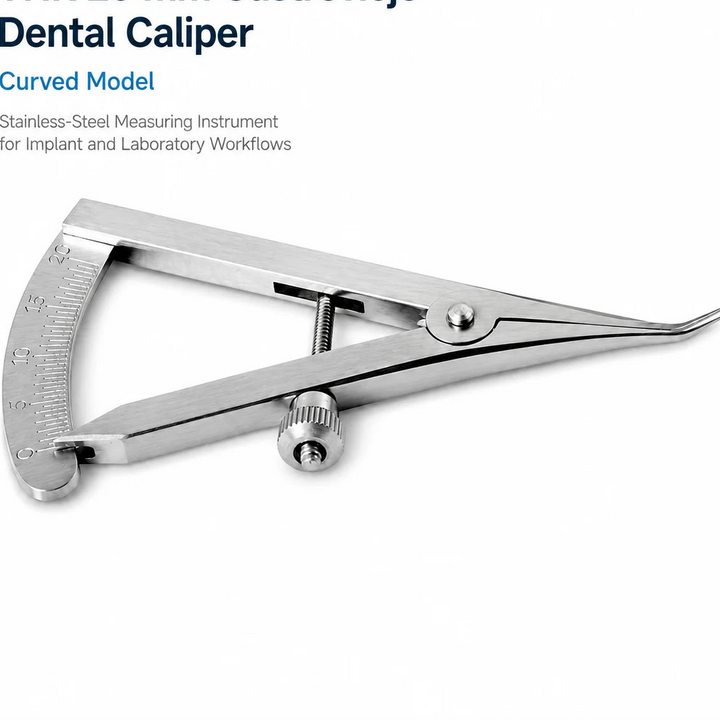 Organica Plus Instruments 20mm Castroviejo Dental Caliper – Straight &amp; Curved Stainless Steel Measuring Instrument for Dental Implant &amp; Laboratory Use
