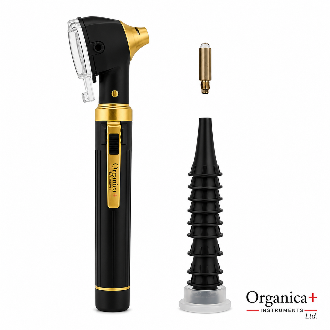OPI Instruments Mini Fibre-Optic Otoscope Black and Gold