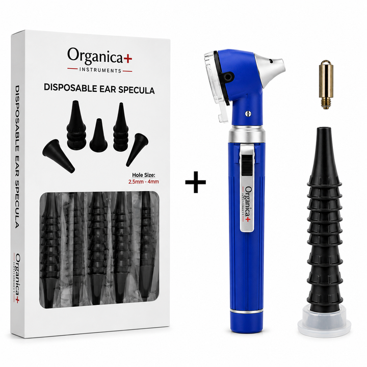 OPI Mini Fibre-Optic Otoscope with 300 Disposable Specula – Professional Ear Examination Bundle with Multiple Colour Options