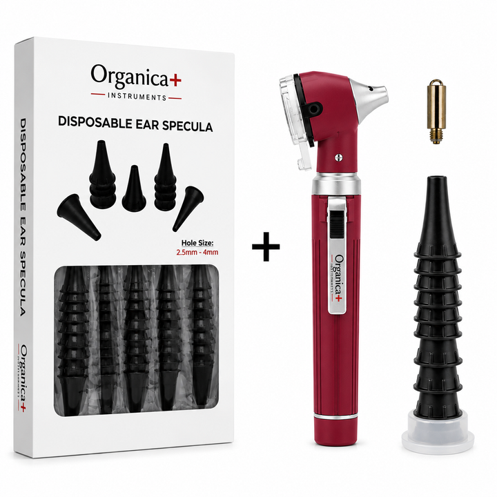 OPI Mini Fibre-Optic Otoscope with 300 Disposable Specula – Professional Ear Examination Bundle with Multiple Colour Options