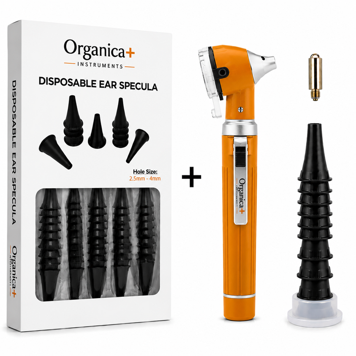 OPI Mini Fibre-Optic Otoscope with 300 Disposable Specula – Professional Ear Examination Bundle with Multiple Colour Options