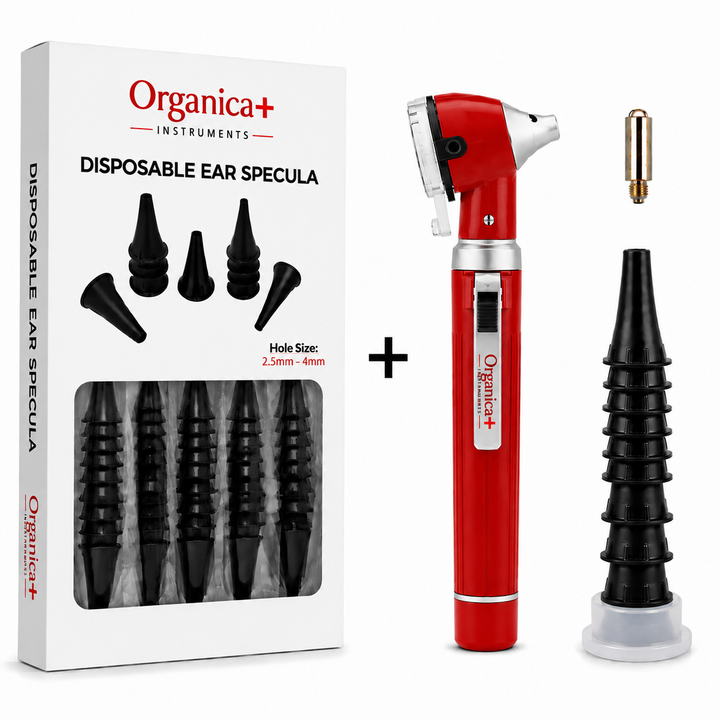 OPI Mini Fibre-Optic Otoscope with 300 Disposable Specula – Professional Ear Examination Bundle with Multiple Colour Options
