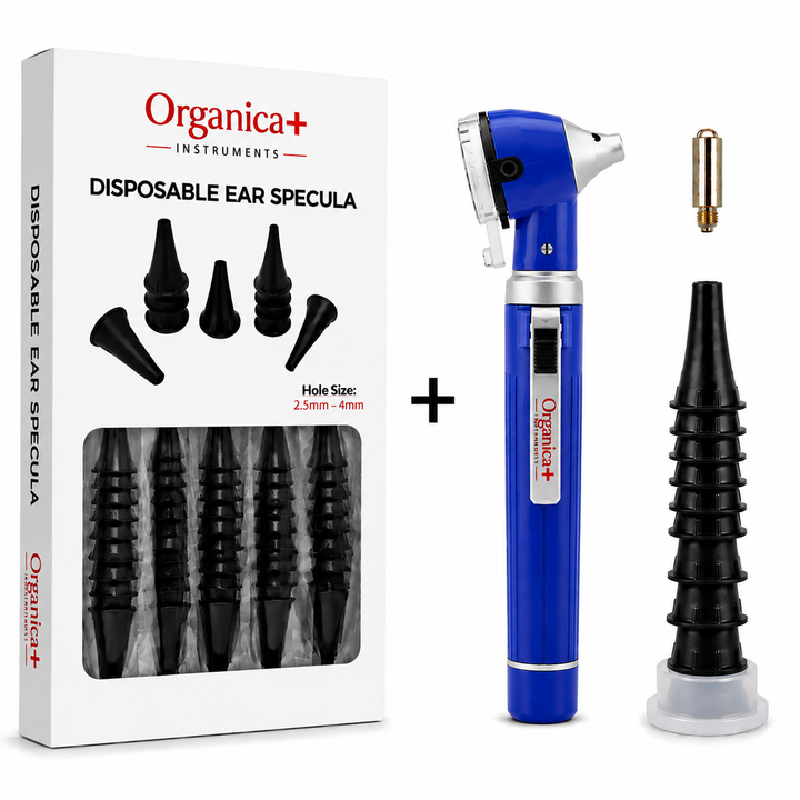 OPI Mini Fibre-Optic Otoscope with 300 Disposable Specula – Professional Ear Examination Bundle with Multiple Colour Options