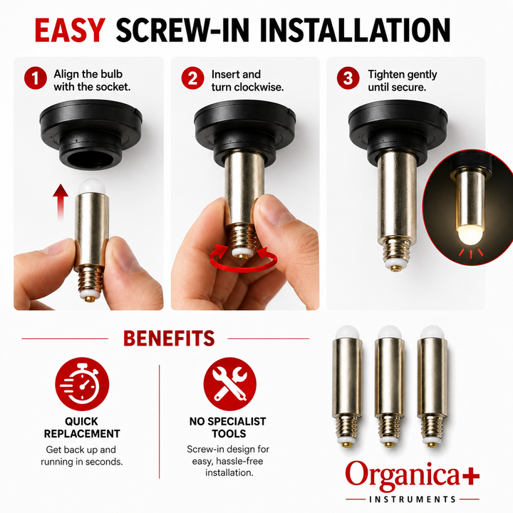 OPI Otoscope Replacement Bulbs – Set of Three Mini Fibre-Optic Pocket Diagnostic Lamps for Compatible Ear-Examination Instruments
