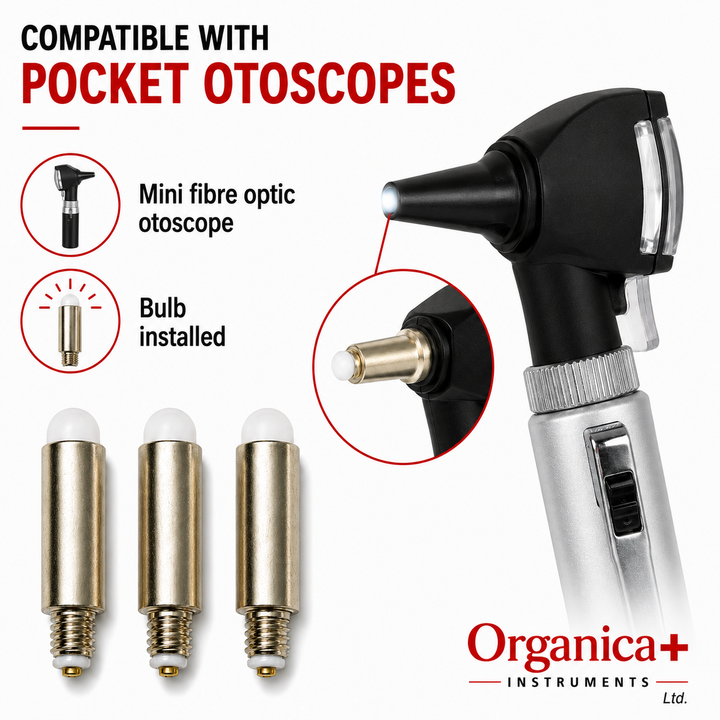 OPI Otoscope Replacement Bulbs – Set of Three Mini Fibre-Optic Pocket Diagnostic Lamps for Compatible Ear-Examination Instruments