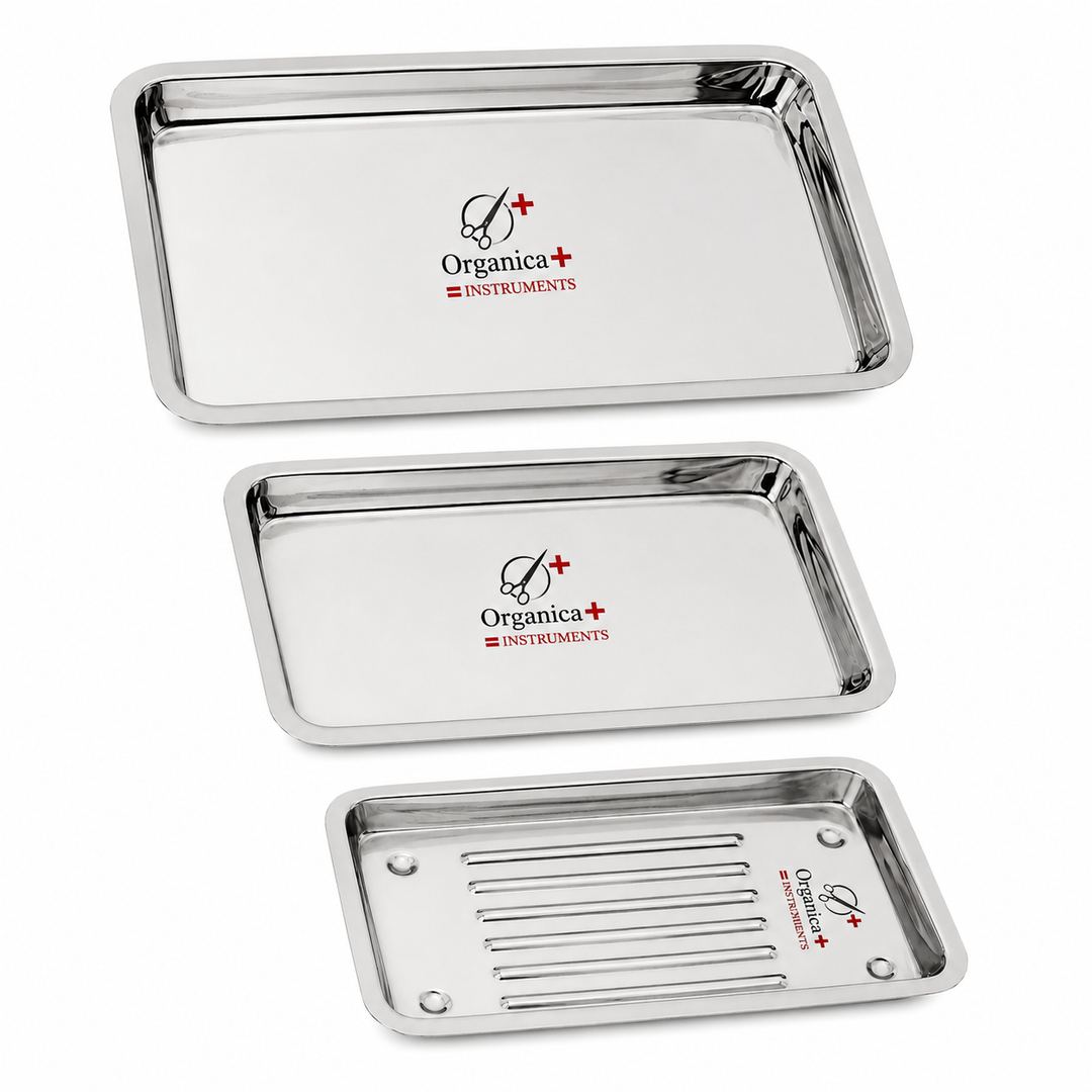 Organica Plus Instruments Stainless-Steel Dental Instrument Trays – Individual and 3-Piece Set Options for Clinical Organisation and Reprocessing Workflows
