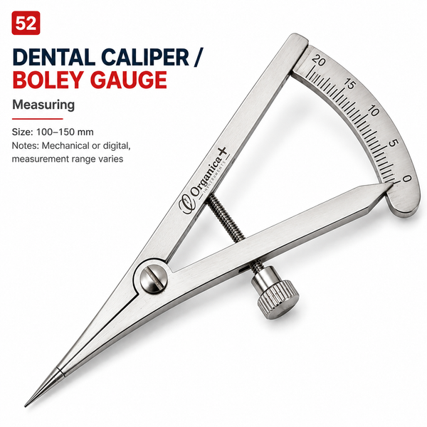 Organica Plus Instruments 20mm Castroviejo Dental Caliper – Straight & Curved Stainless Steel Measuring Instrument for Dental Implant & Laboratory Use
