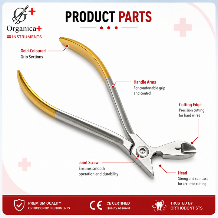 Organica Plus Instruments Orthodontic Hard-Wire Cutter Pliers – German Steel Professional Dental Instrument