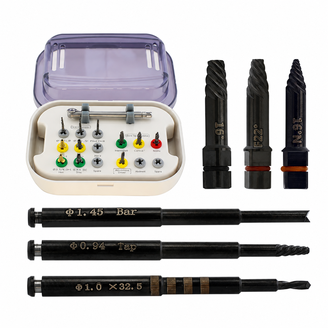 Dental Implant Fixture &amp;amp; Fractured Screw Removal Kit Drill Bar Remover Extractor