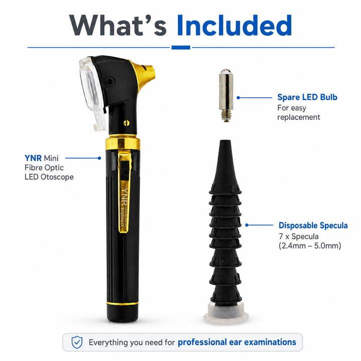 YNR Mini Fibre Optic Otoscope – CE Approved Medical Diagnostic Ear Examination Device – LED Pocket Otoscope for GP,…
