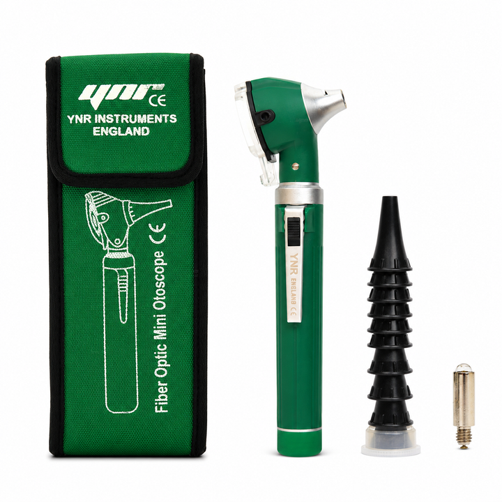 OPI Mini Fibre-Optic LED Pocket Otoscope – Professional ENT Instrument for Ear and External Auditory Canal Examination with Colour Options