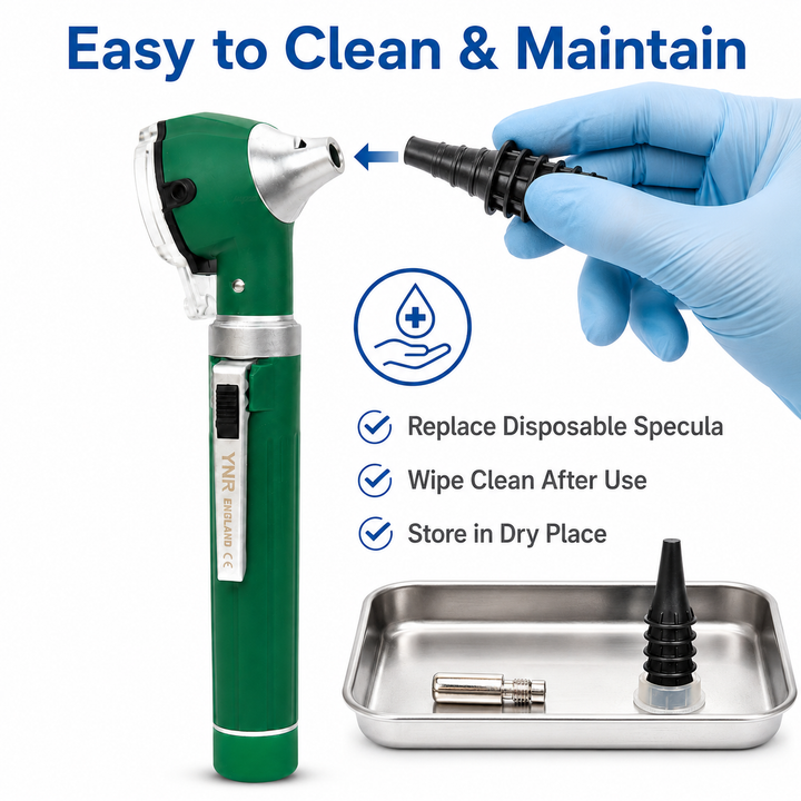 OPI Mini Fibre-Optic LED Pocket Otoscope – Professional ENT Instrument for Ear and External Auditory Canal Examination with Colour Options