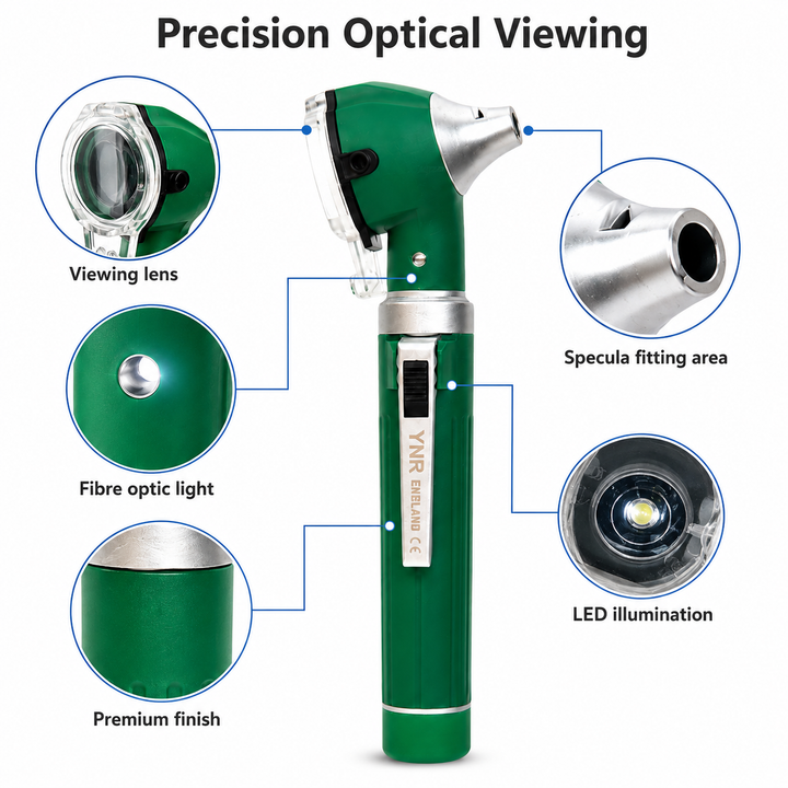 OPI Mini Fibre-Optic LED Pocket Otoscope – Professional ENT Instrument for Ear and External Auditory Canal Examination with Colour Options
