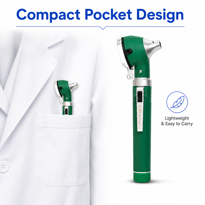 OPI Mini Fibre-Optic LED Pocket Otoscope – Professional ENT Instrument for Ear and External Auditory Canal Examination with Colour Options