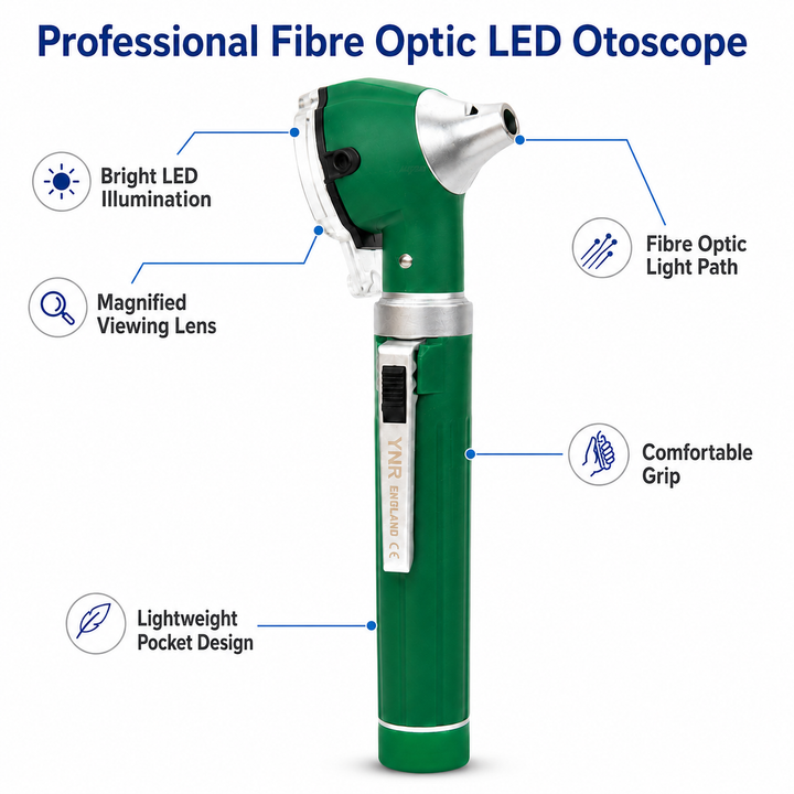 YNR Mini Fibre Optic Otoscope – CE Approved Medical Diagnostic Ear Examination Device – LED Pocket Otoscope for GP,…