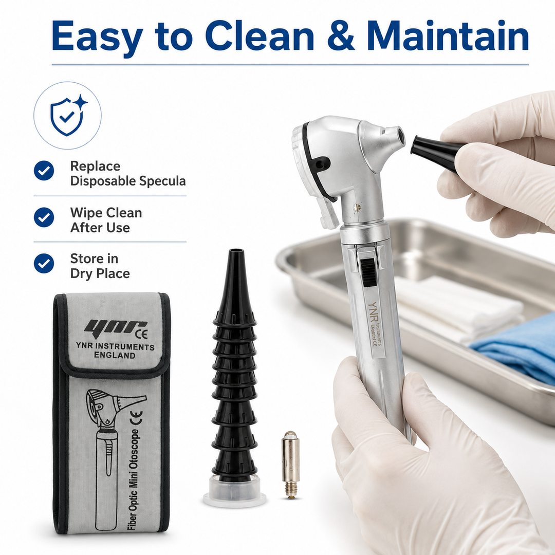 OPI Mini Fibre-Optic LED Pocket Otoscope – Professional ENT Instrument for Ear and External Auditory Canal Examination with Colour Options