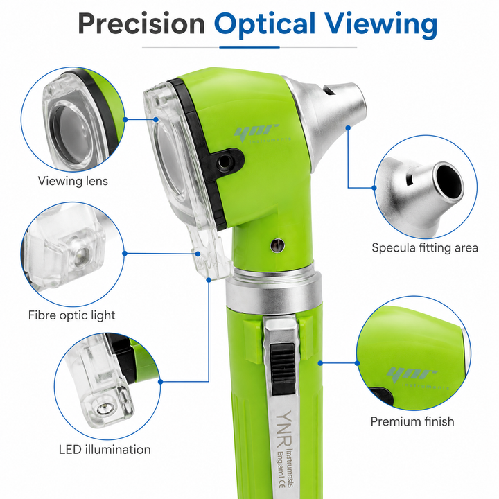 OPI Mini Fibre-Optic LED Pocket Otoscope – Professional ENT Instrument for Ear and External Auditory Canal Examination with Colour Options