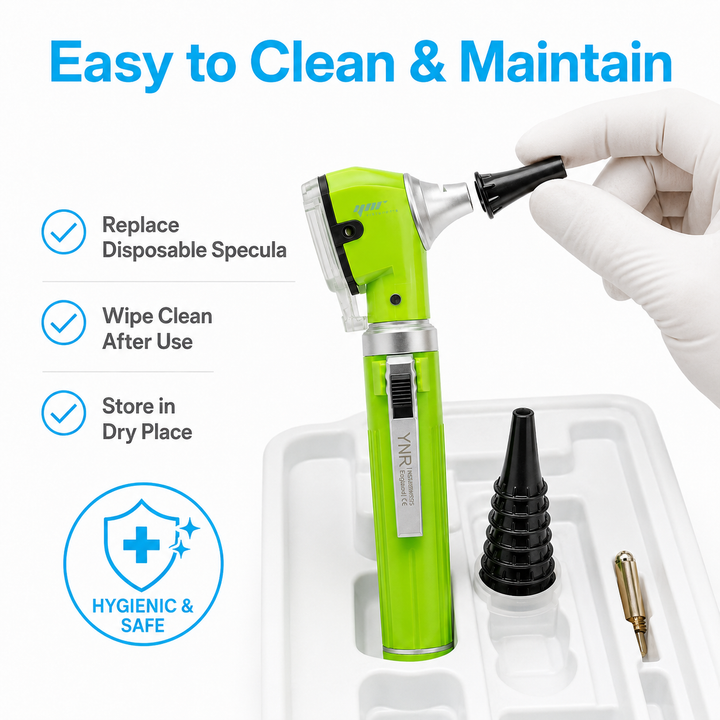 OPI Mini Fibre-Optic LED Pocket Otoscope – Professional ENT Instrument for Ear and External Auditory Canal Examination with Colour Options