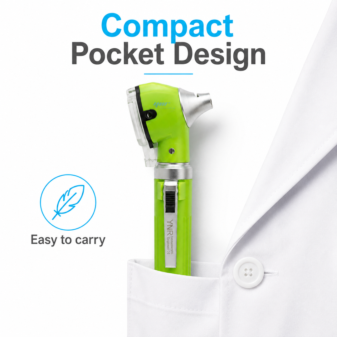 OPI Mini Fibre-Optic LED Pocket Otoscope – Professional ENT Instrument for Ear and External Auditory Canal Examination with Colour Options