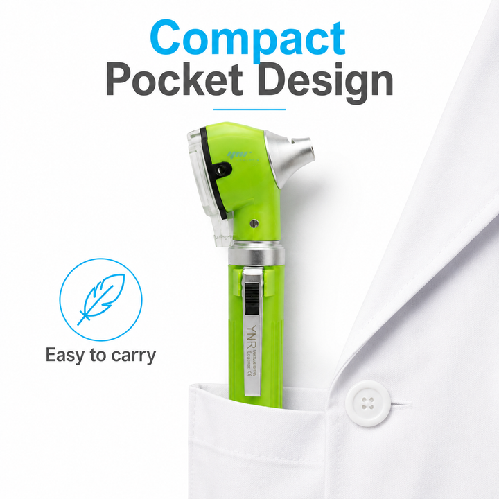 OPI Mini Fibre-Optic LED Pocket Otoscope – Professional ENT Instrument for Ear and External Auditory Canal Examination with Colour Options