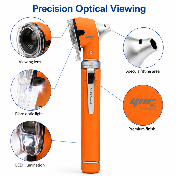 OPI Mini Fibre-Optic LED Pocket Otoscope – Professional ENT Instrument for Ear and External Auditory Canal Examination with Colour Options