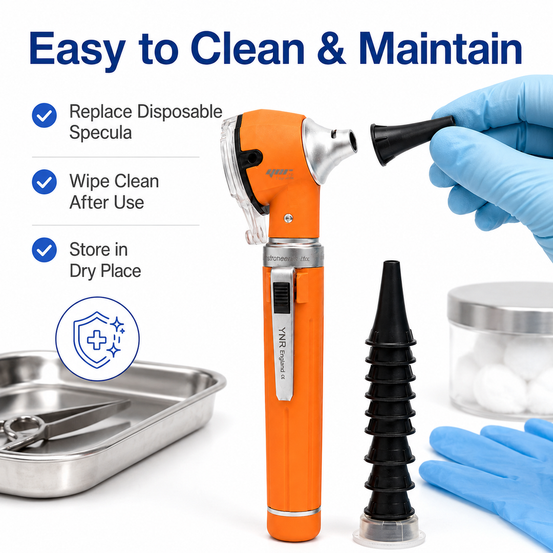 OPI Mini Fibre-Optic LED Pocket Otoscope – Professional ENT Instrument for Ear and External Auditory Canal Examination with Colour Options