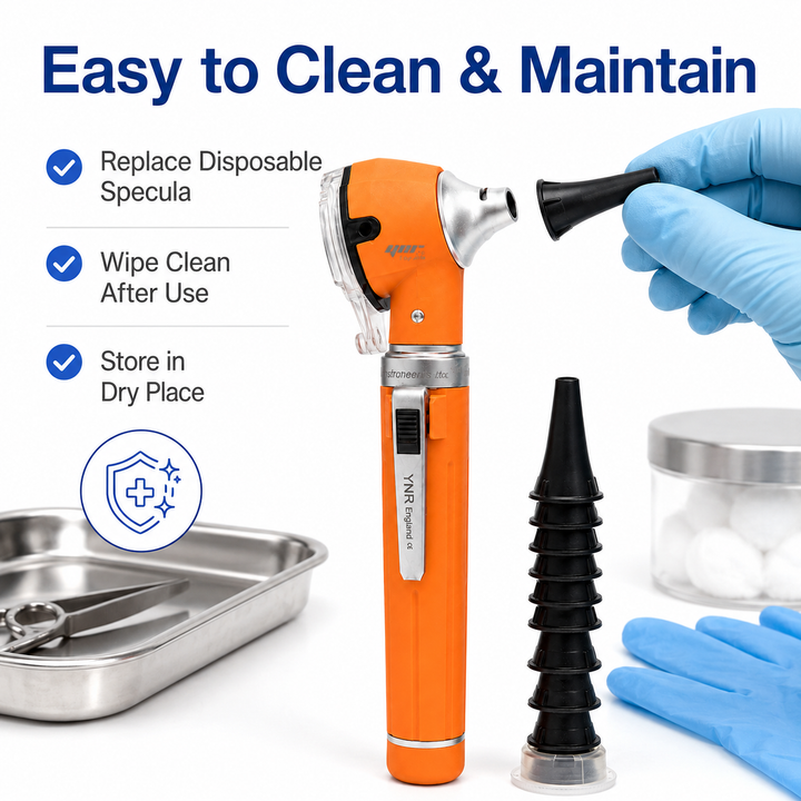 OPI Mini Fibre-Optic LED Pocket Otoscope – Professional ENT Instrument for Ear and External Auditory Canal Examination with Colour Options