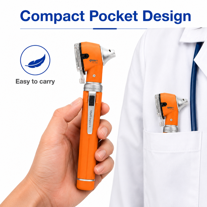 OPI Mini Fibre-Optic LED Pocket Otoscope – Professional ENT Instrument for Ear and External Auditory Canal Examination with Colour Options