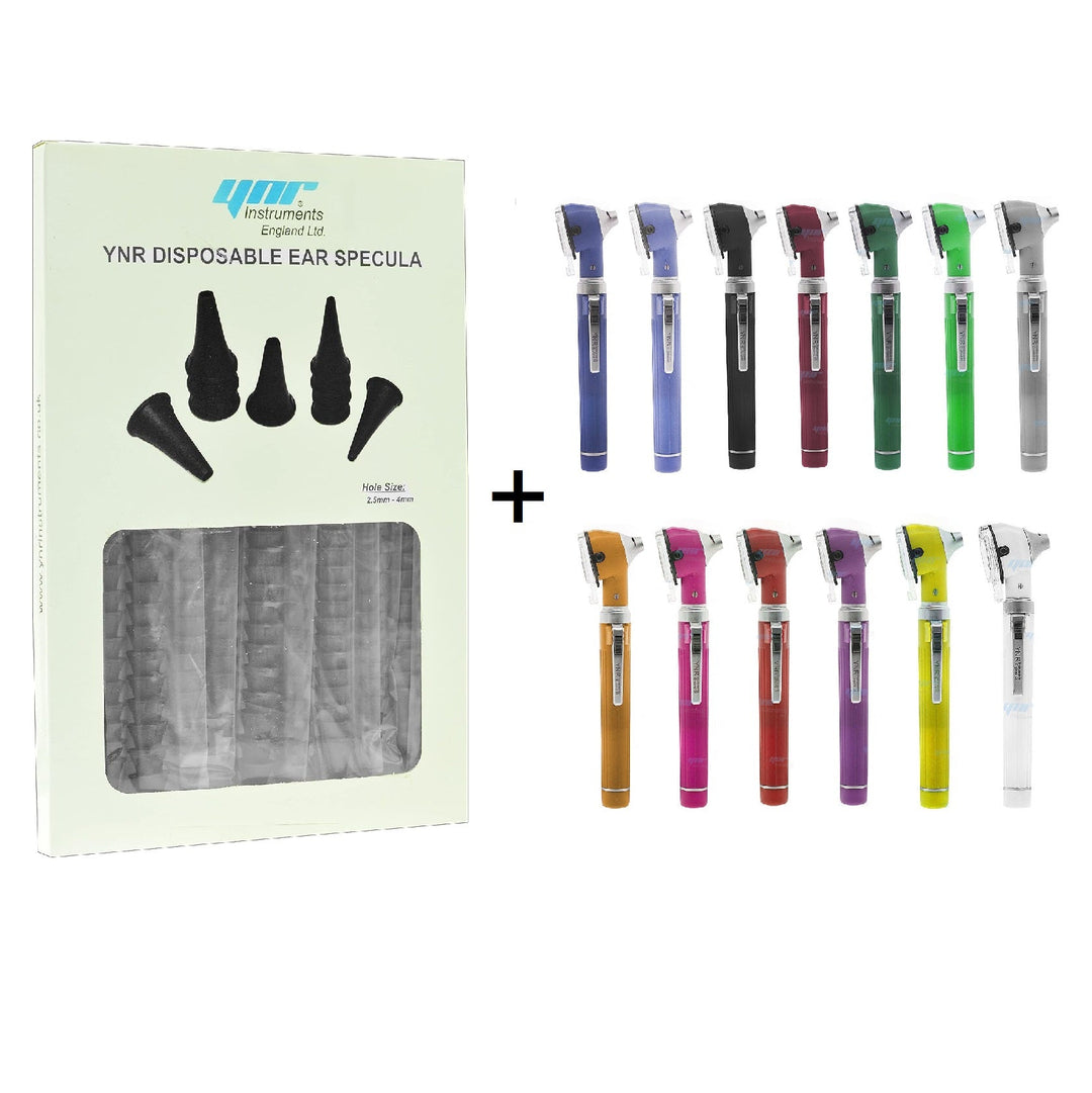 YNR Mini Fiber Otoscope & 300 Disposable Specula Pack BUNDLE – view 1 | YNR Instruments