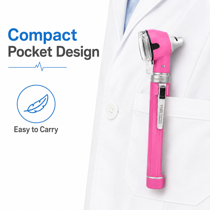 OPI Mini Fibre-Optic LED Pocket Otoscope – Professional ENT Instrument for Ear and External Auditory Canal Examination with Colour Options