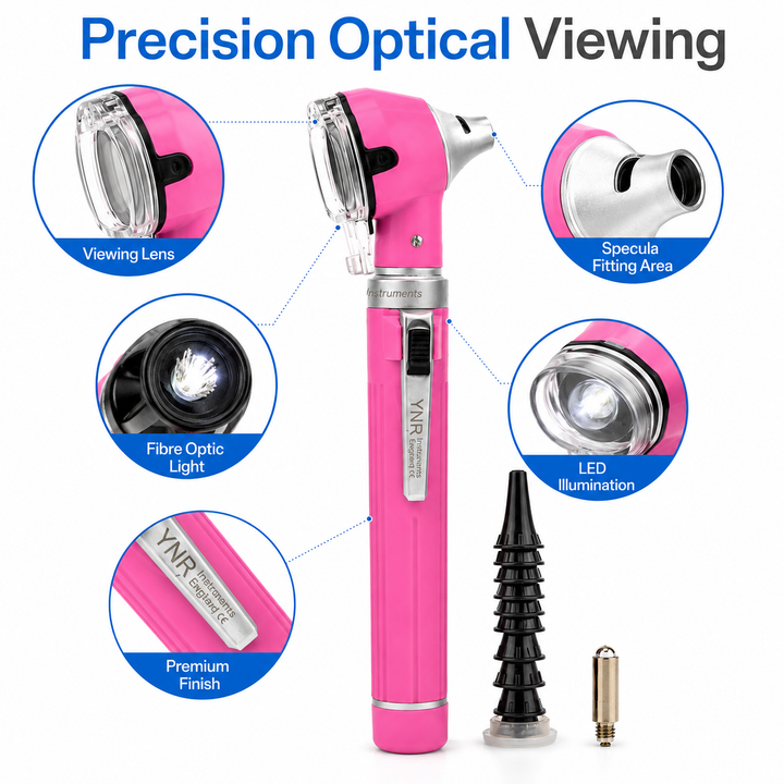 OPI Mini Fibre-Optic LED Pocket Otoscope – Professional ENT Instrument for Ear and External Auditory Canal Examination with Colour Options