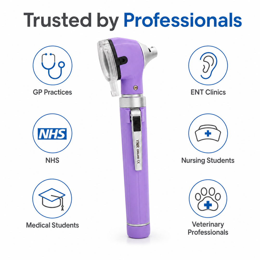 OPI Mini Fibre-Optic LED Pocket Otoscope – Professional ENT Instrument for Ear and External Auditory Canal Examination with Colour Options