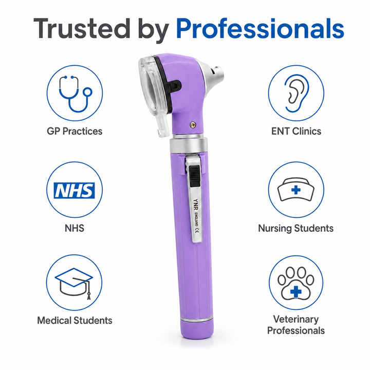 OPI Mini Fibre-Optic LED Pocket Otoscope – Professional ENT Instrument for Ear and External Auditory Canal Examination with Colour Options