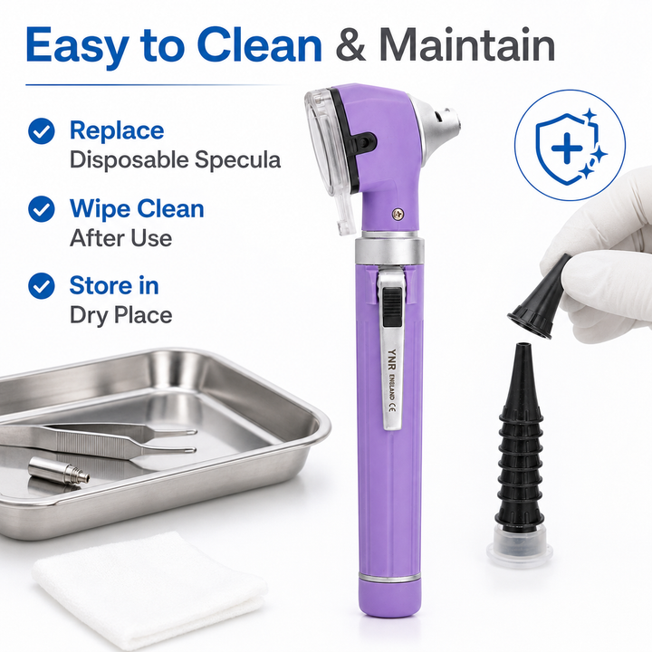 OPI Mini Fibre-Optic LED Pocket Otoscope – Professional ENT Instrument for Ear and External Auditory Canal Examination with Colour Options