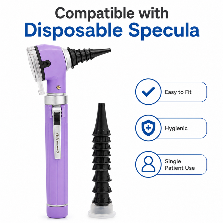 OPI Mini Fibre-Optic LED Pocket Otoscope – Professional ENT Instrument for Ear and External Auditory Canal Examination with Colour Options