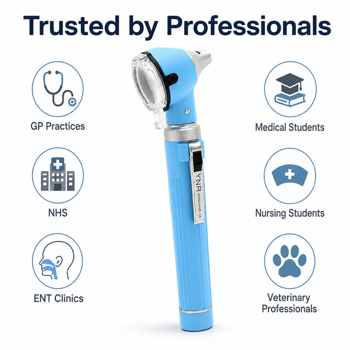 OPI Mini Fibre-Optic LED Pocket Otoscope – Professional ENT Instrument for Ear and External Auditory Canal Examination with Colour Options