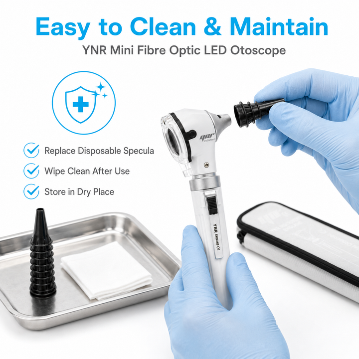 OPI Mini Fibre-Optic LED Pocket Otoscope – Professional ENT Instrument for Ear and External Auditory Canal Examination with Colour Options
