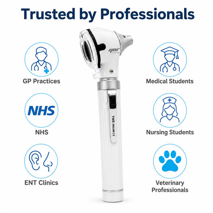 OPI Mini Fibre-Optic LED Pocket Otoscope – Professional ENT Instrument for Ear and External Auditory Canal Examination with Colour Options