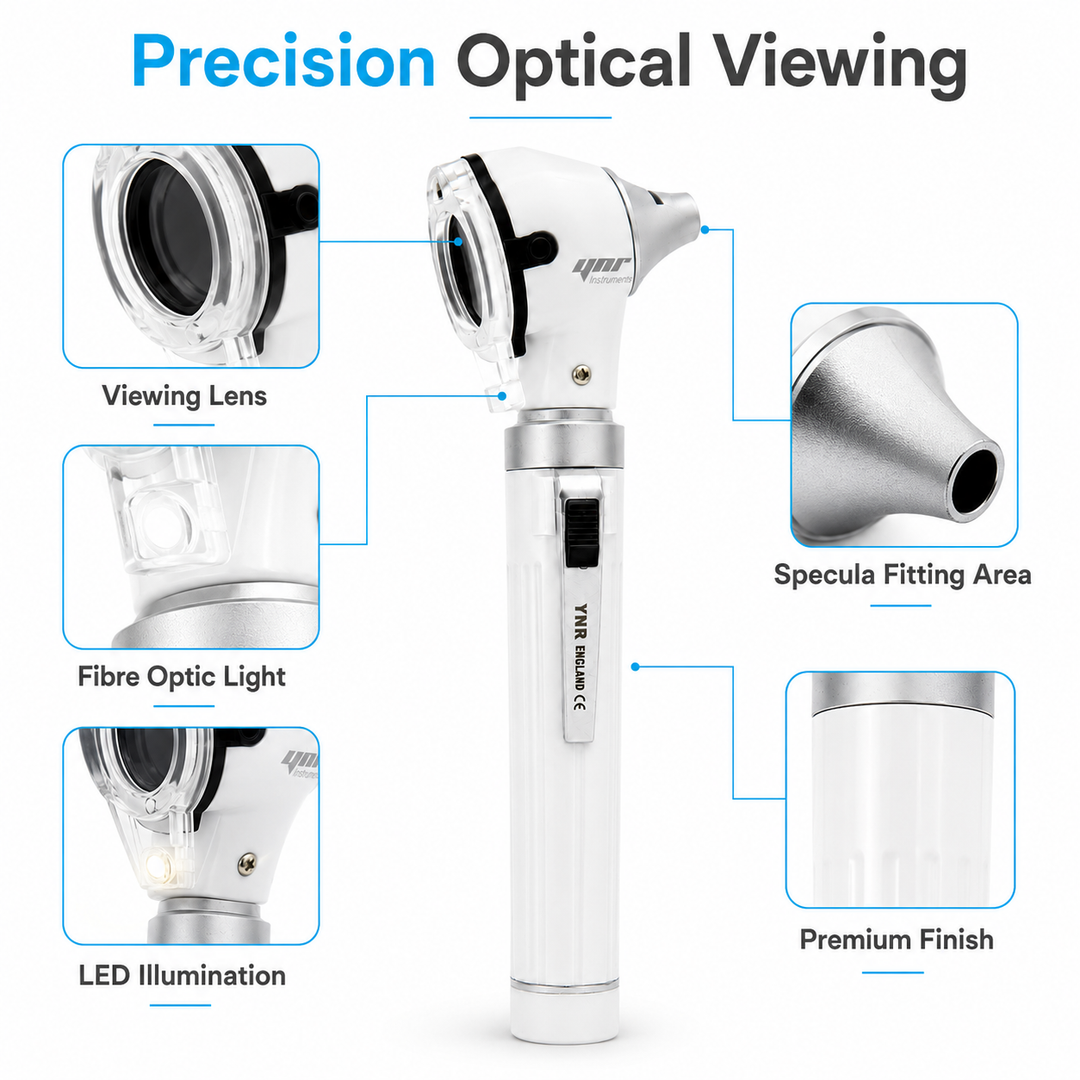 OPI Mini Fibre-Optic LED Pocket Otoscope – Professional ENT Instrument for Ear and External Auditory Canal Examination with Colour Options