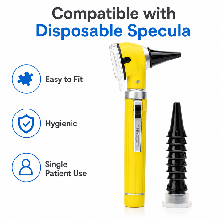OPI Mini Fibre-Optic LED Pocket Otoscope – Professional ENT Instrument for Ear and External Auditory Canal Examination with Colour Options
