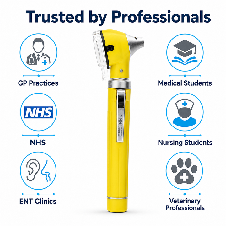 OPI Mini Fibre-Optic LED Pocket Otoscope – Professional ENT Instrument for Ear and External Auditory Canal Examination with Colour Options